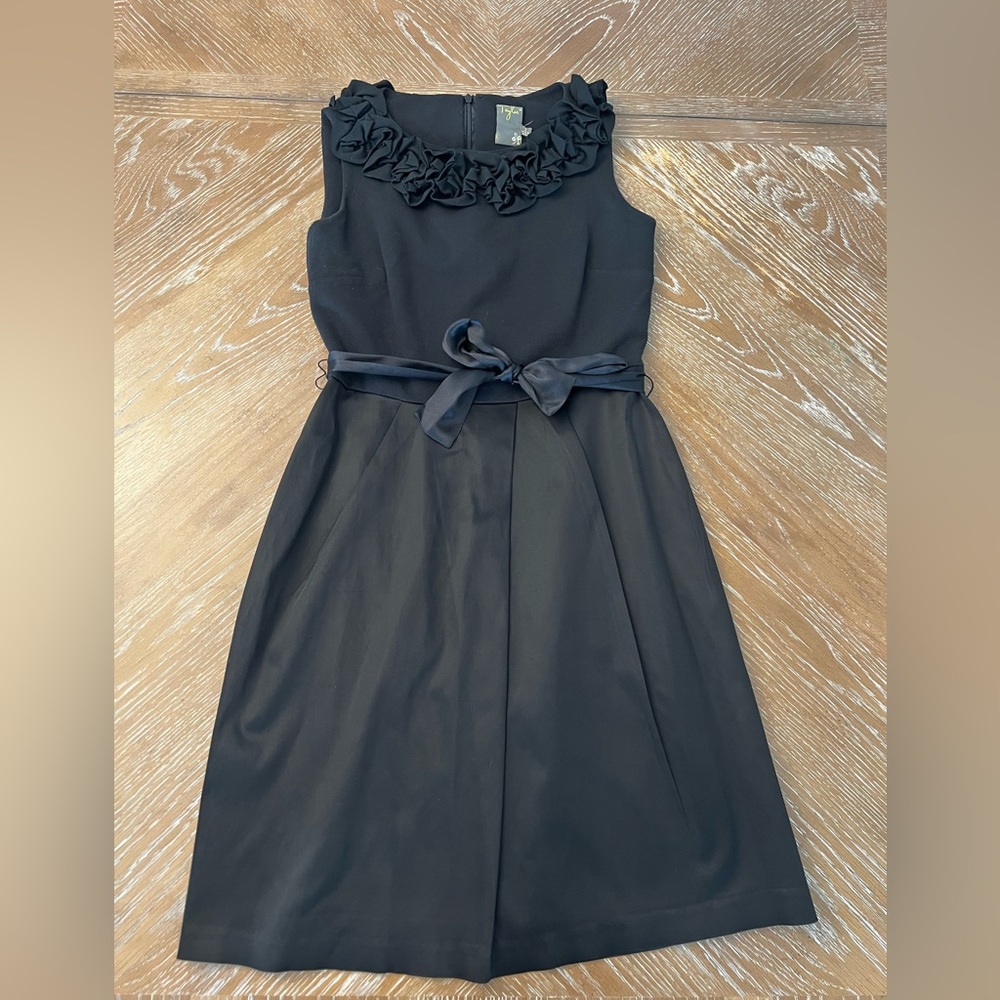 Taylor Black Sleeveless Dress with Ruffle Neckline